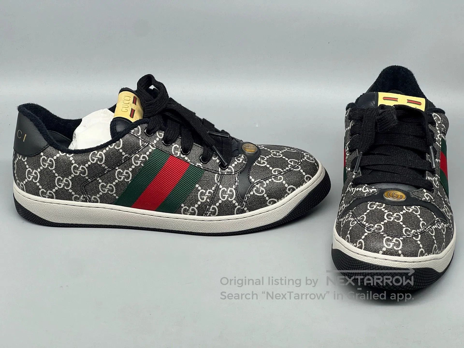 Gucci gucci mens black gray screener casual shoes. Size US 8.5 / EU 41-42 - 2 Thumbnail