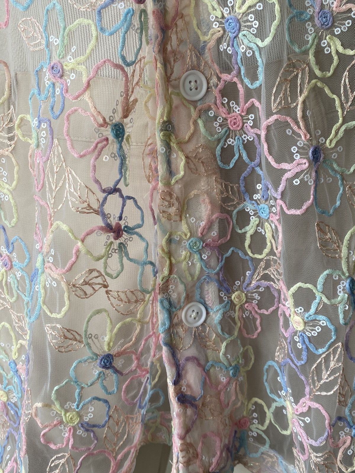 Other HEARTRAVES Sheer Lace Embroidered Button Front Shirt Size XL / US 12-14 / IT 48-50 - 6 Thumbnail