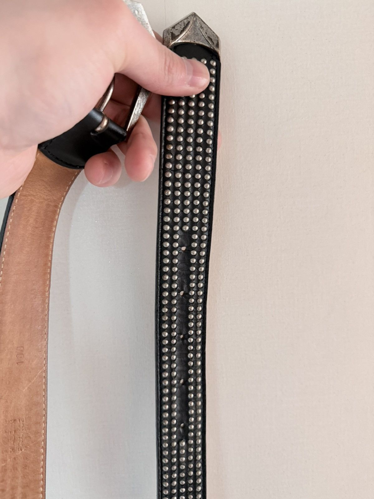 Balmain Balmain Studded Western Leather Belt Black Full Stud Size 34 - 1 Thumbnail