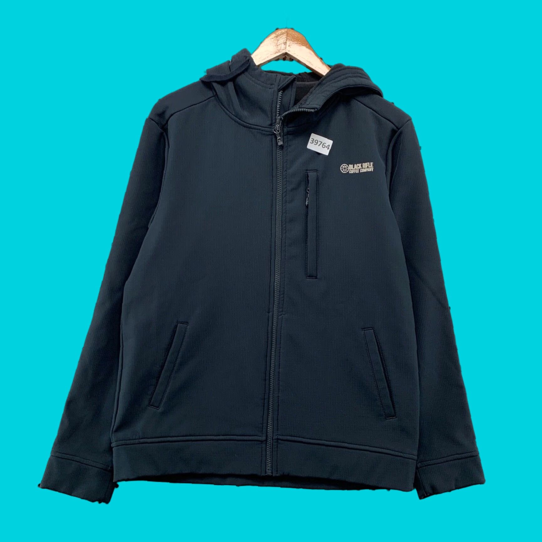 Black Rifle Coffee Company Zip Hooded Jacket Mens M Black Windbreaker Hoodie Jacket