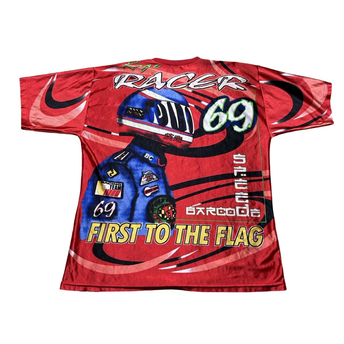 Other Rage Racer 69 Mens Barcode Graphic T-Shirt Red Last Lap XL Size US XL / EU 56 / 4 - 6 Thumbnail