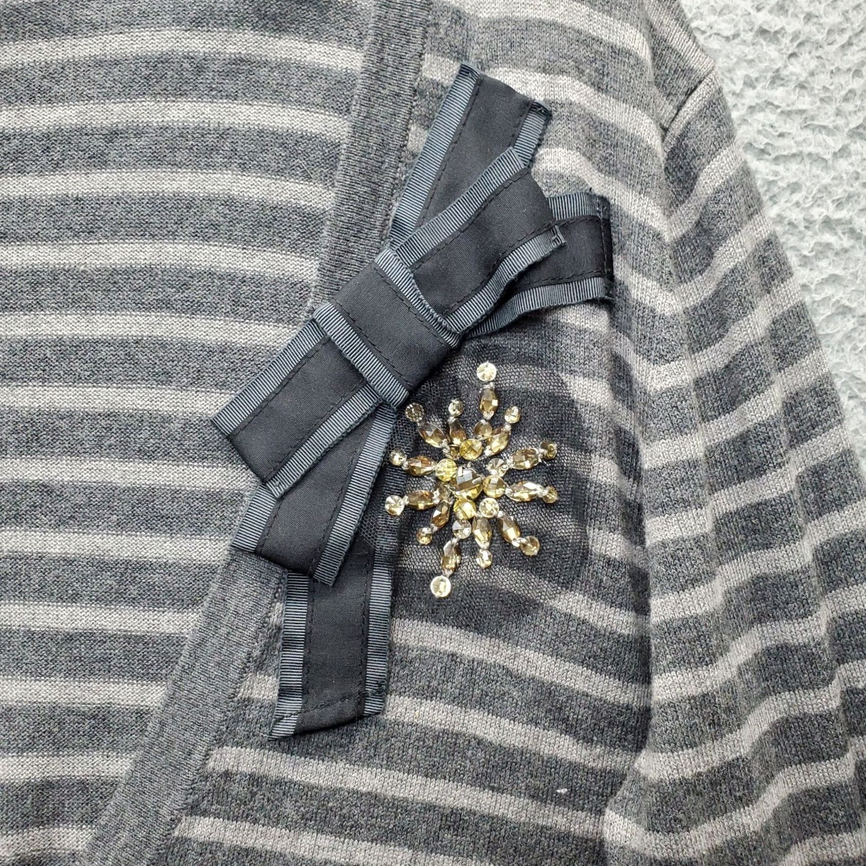 Loft LOFT Cardigan Sweater Women XL Multi Striped Long Sleeve V Neck Bow Button Front Size XL / US 12-14 / IT 48-50 - 4 Thumbnail