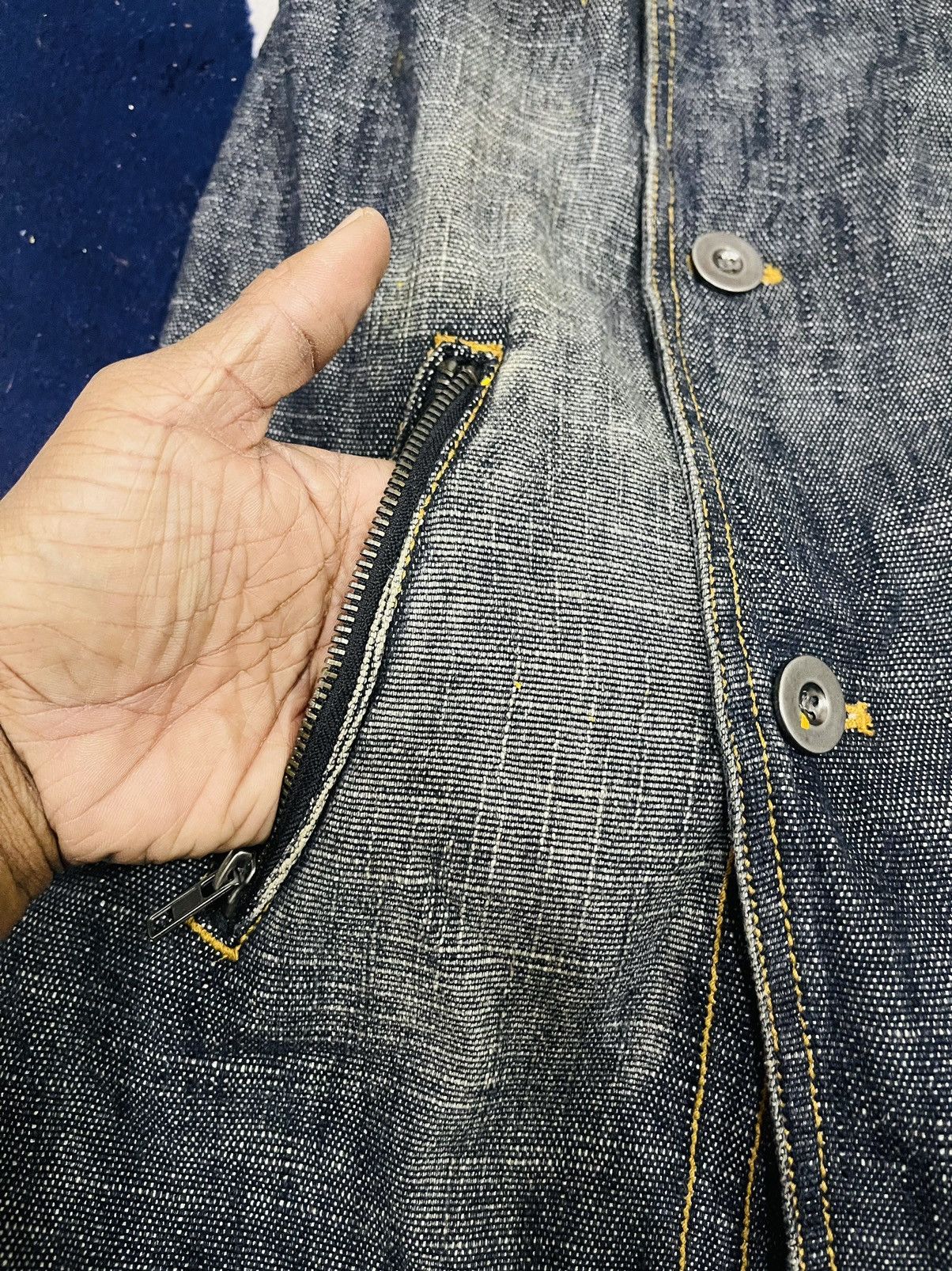 Japanese Brand Slick Double Brested Denim Jacket (11) Size US M / EU 48-50 / 2 - 7 Thumbnail