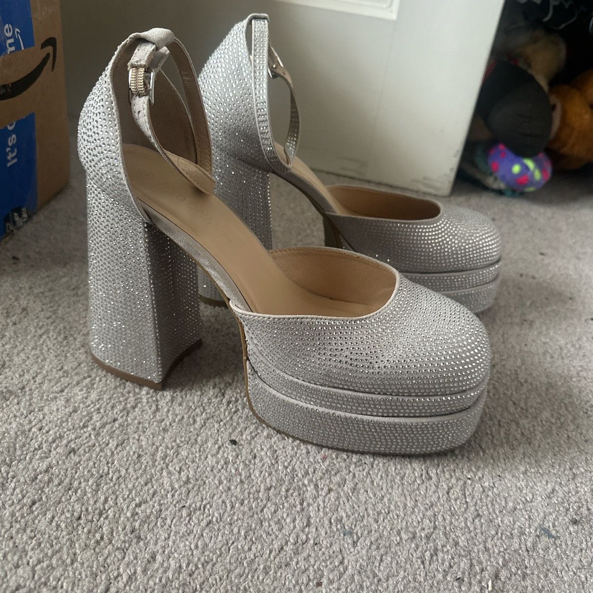Other Silver Rhinestone Platform Shoes Size US 10 / IT 40 - 1 Thumbnail