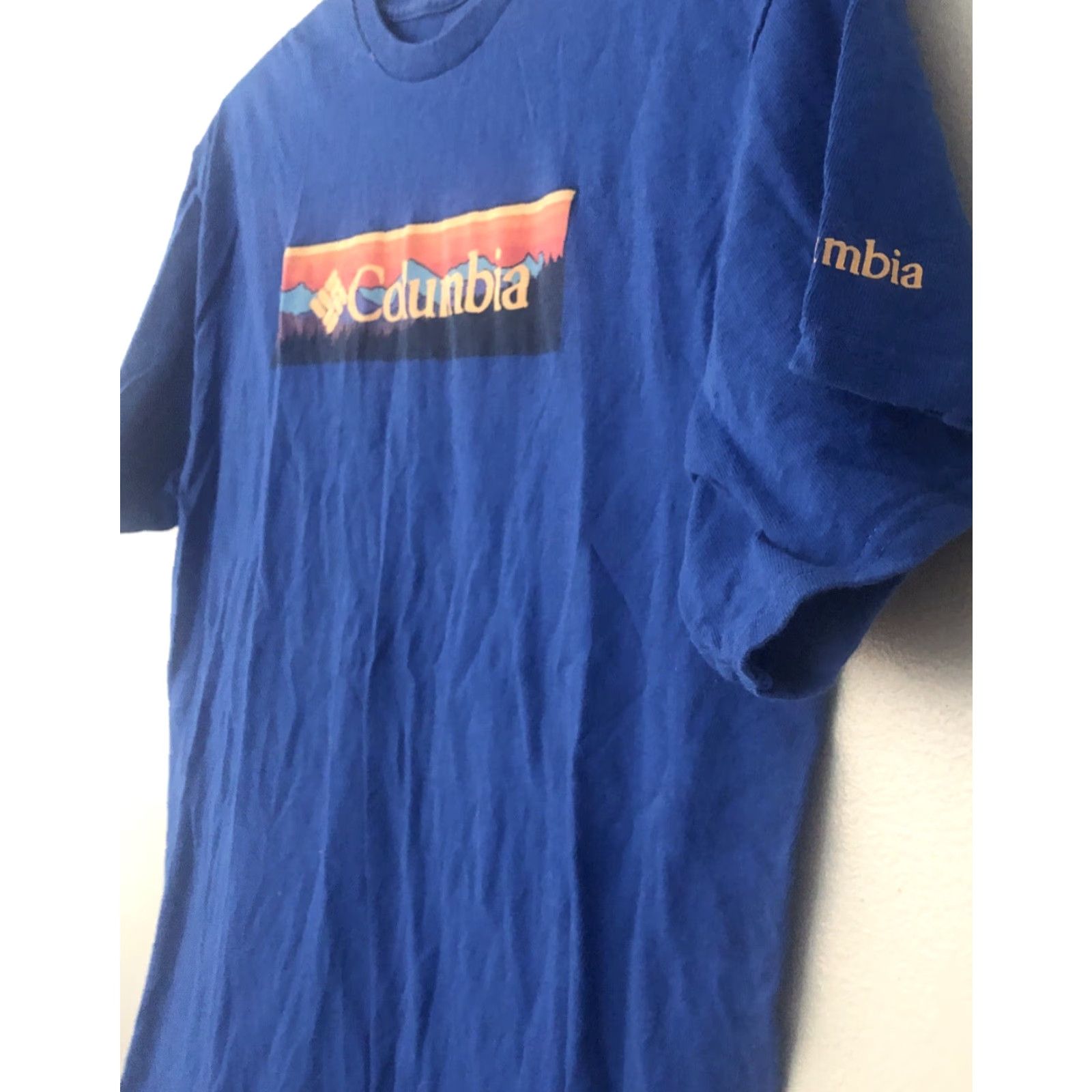 Vintage Columbia Shirt Blue Graphic Logo Cotton Short Sleeve Outdoor Hiking Mens L Shirt Size US L / EU 52-54 / 3 - 2 Thumbnail