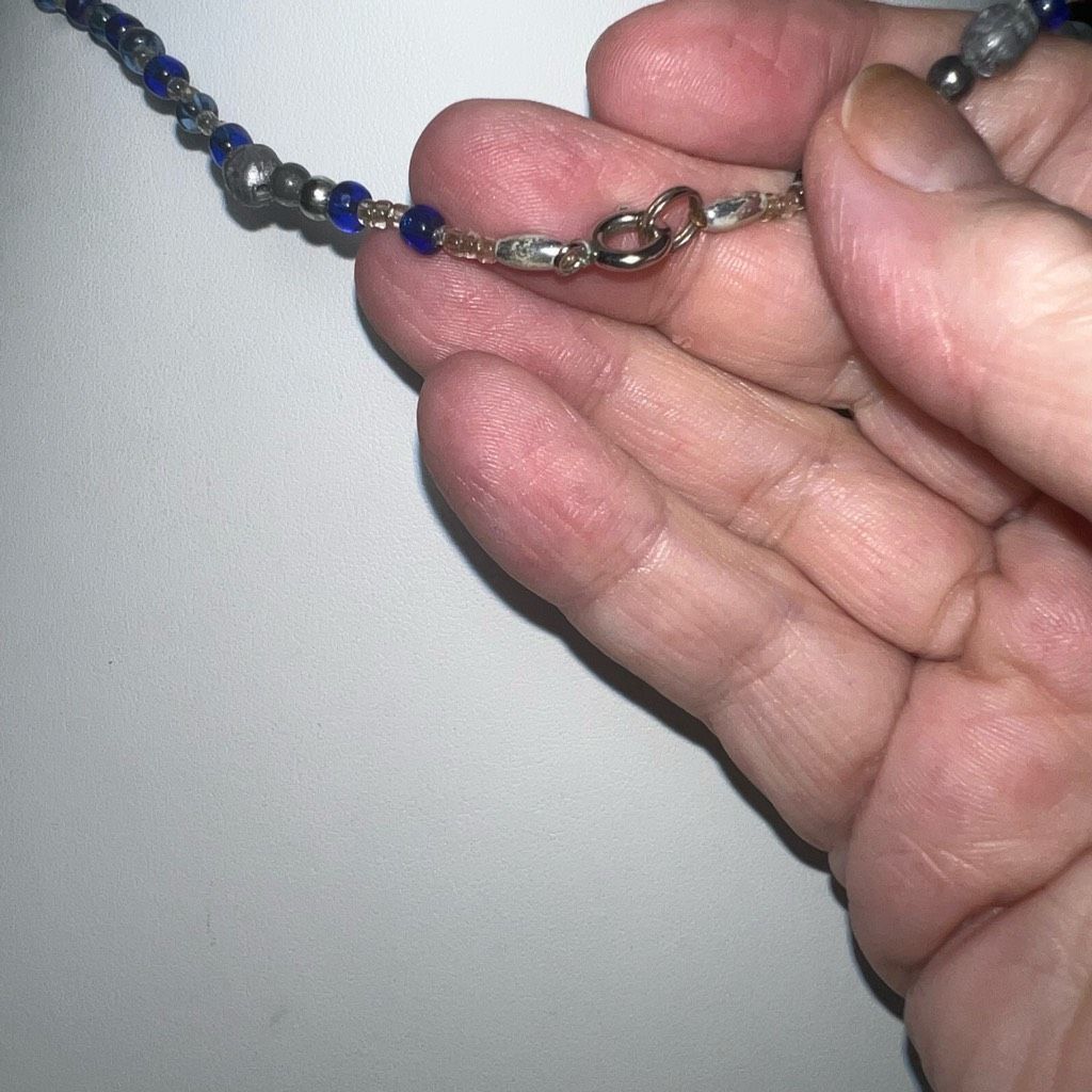 Vintage Vintage Boho Silver Tone and Blue and green Art Glass Neckla Size ONE SIZE - 5 Thumbnail