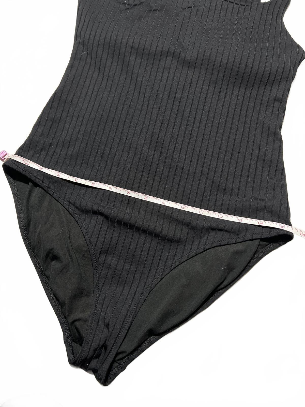 Other Aerie Black One-Shoulder Ribbed Swimsuit Size ONE SIZE - 4 Thumbnail