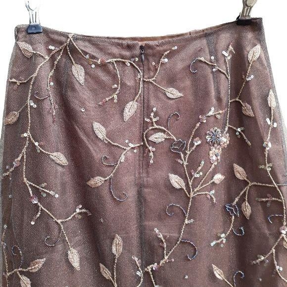Vintage Vtg Rickie Freeman Skirt Formal Overlay Floral Beaded Embroi Size 28" / US 6 / IT 42 - 9 Thumbnail