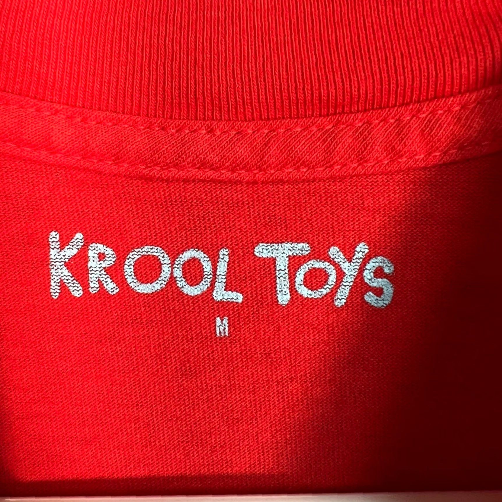 Vintage Krool Toys Mens T-Shirt Red Graphic Cartoon Design Short Sleeve Crew Neck M Medium Shirt Mens Red Graphic T Shirt Krool Toys Size US M / EU 48-50 / 2 - 3 Thumbnail