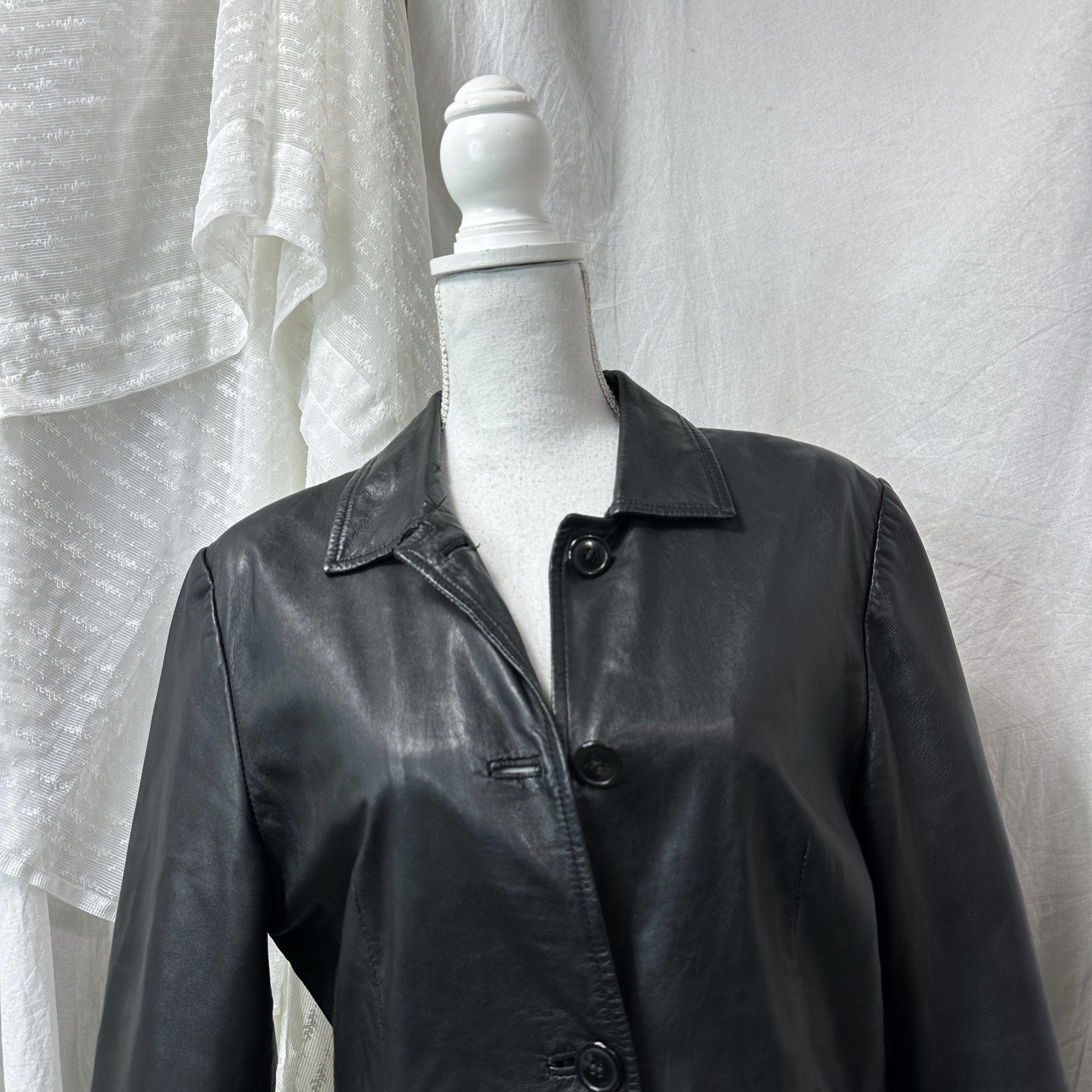 Vintage Vintage Leather Grunge Biker Buttoned Matrix Coat 90s Size M / US 6-8 / IT 42-44 - 3 Thumbnail