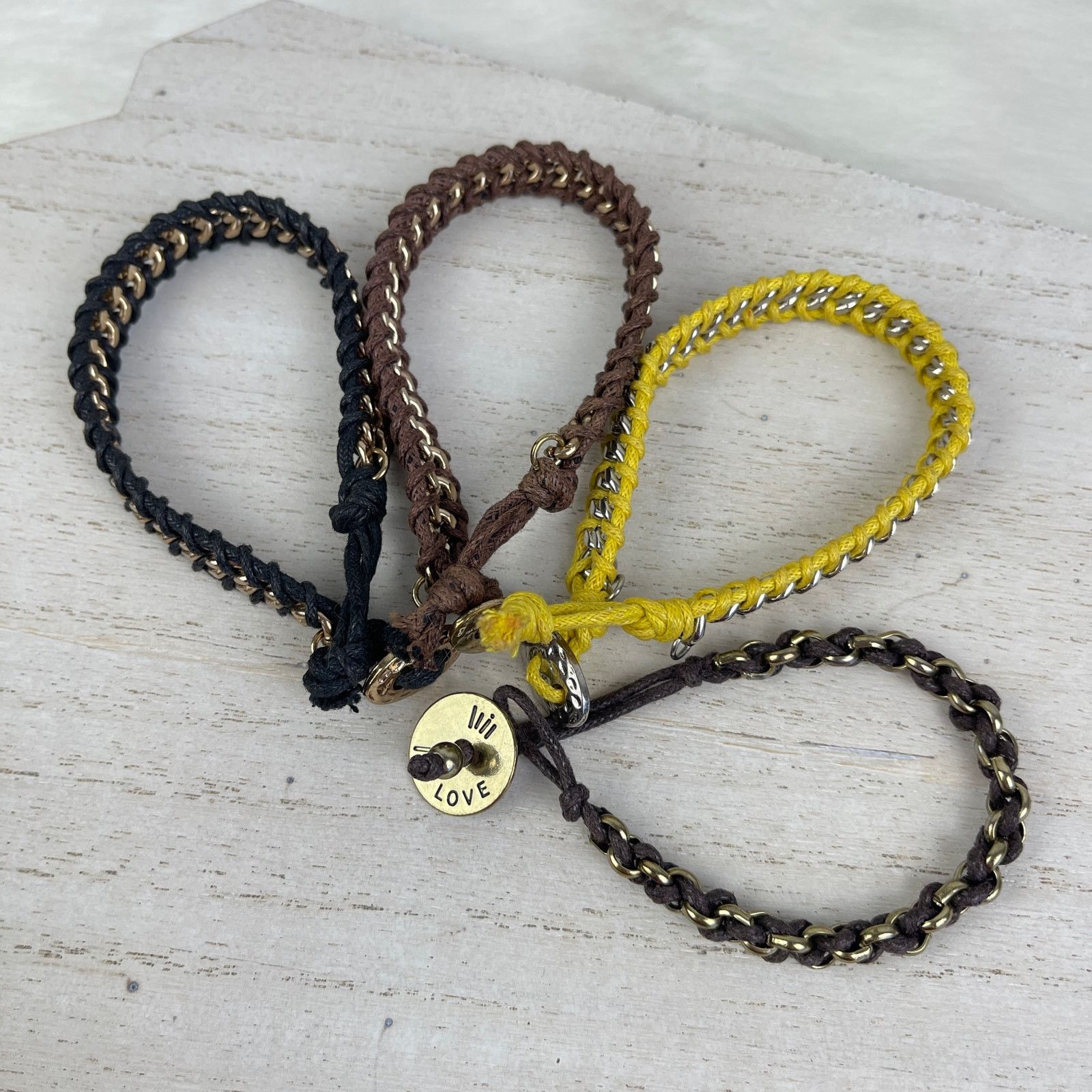 Other Chain Link Braided Bracelets Gold Silver Black Brown Yellow Size ONE SIZE - 2 Thumbnail