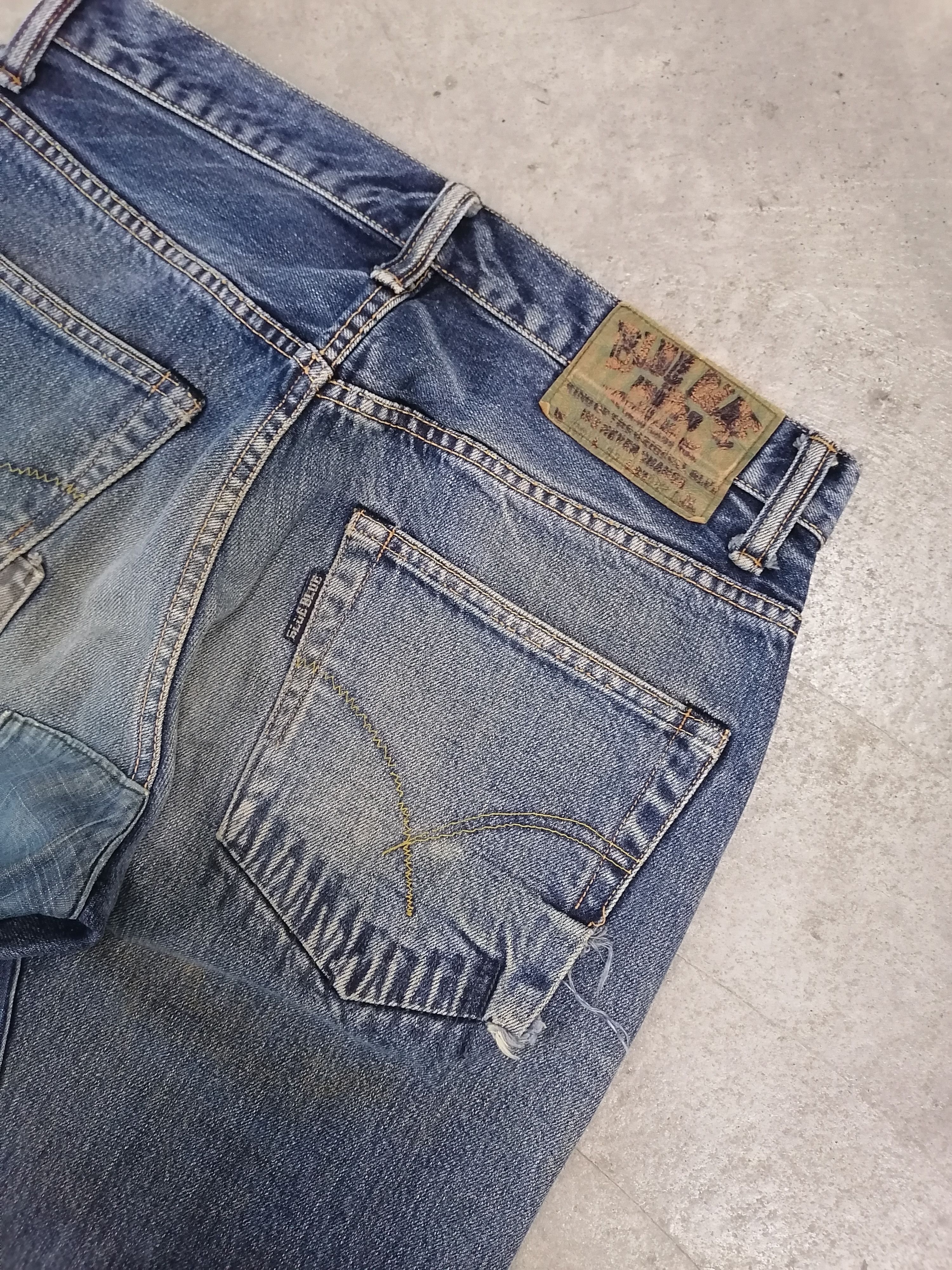 Blue Blue Japan × Japanese Brand Blue Blue Japan Patchwork Distressed Denim Pants Size US 31 - 13 Thumbnail