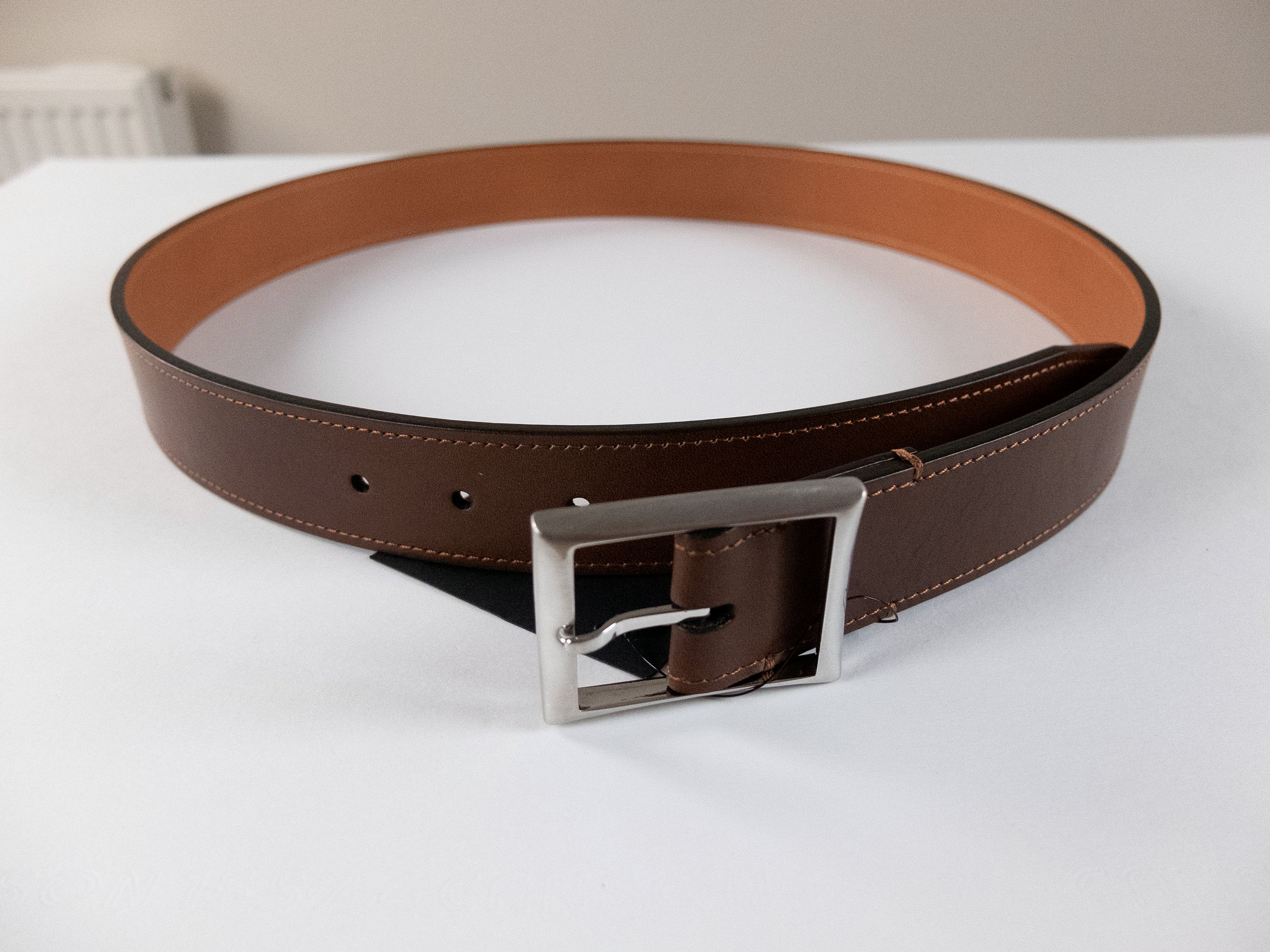 Berluti BERLUTI brown contrast stitch classic leather belt 90 Size 36 - 1 Thumbnail