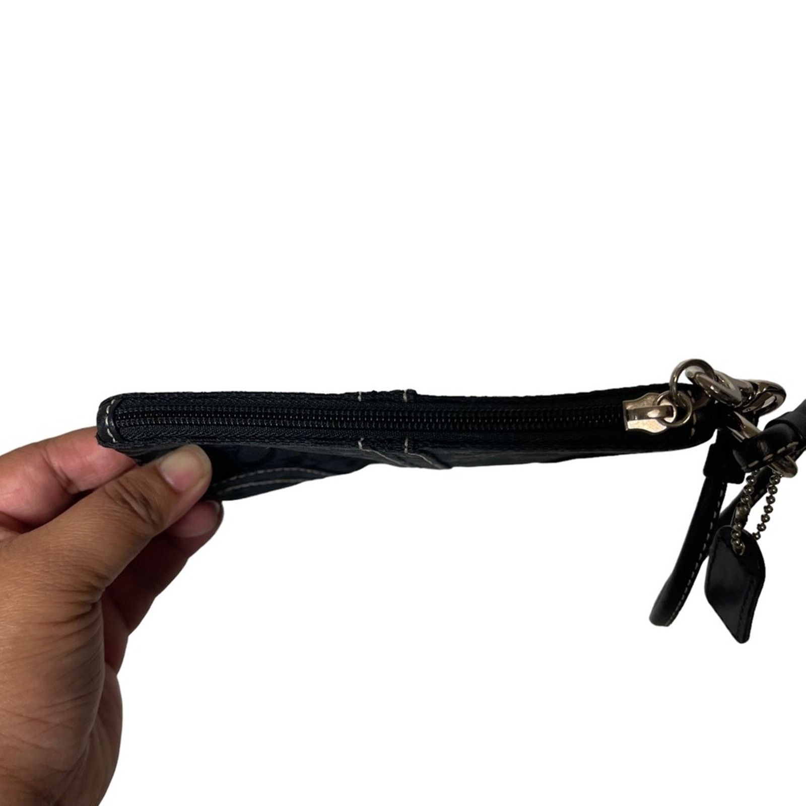 Coach Coach Monogram Fabric Mini Zip Top Wristlet Black Size ONE SIZE - 2 Thumbnail
