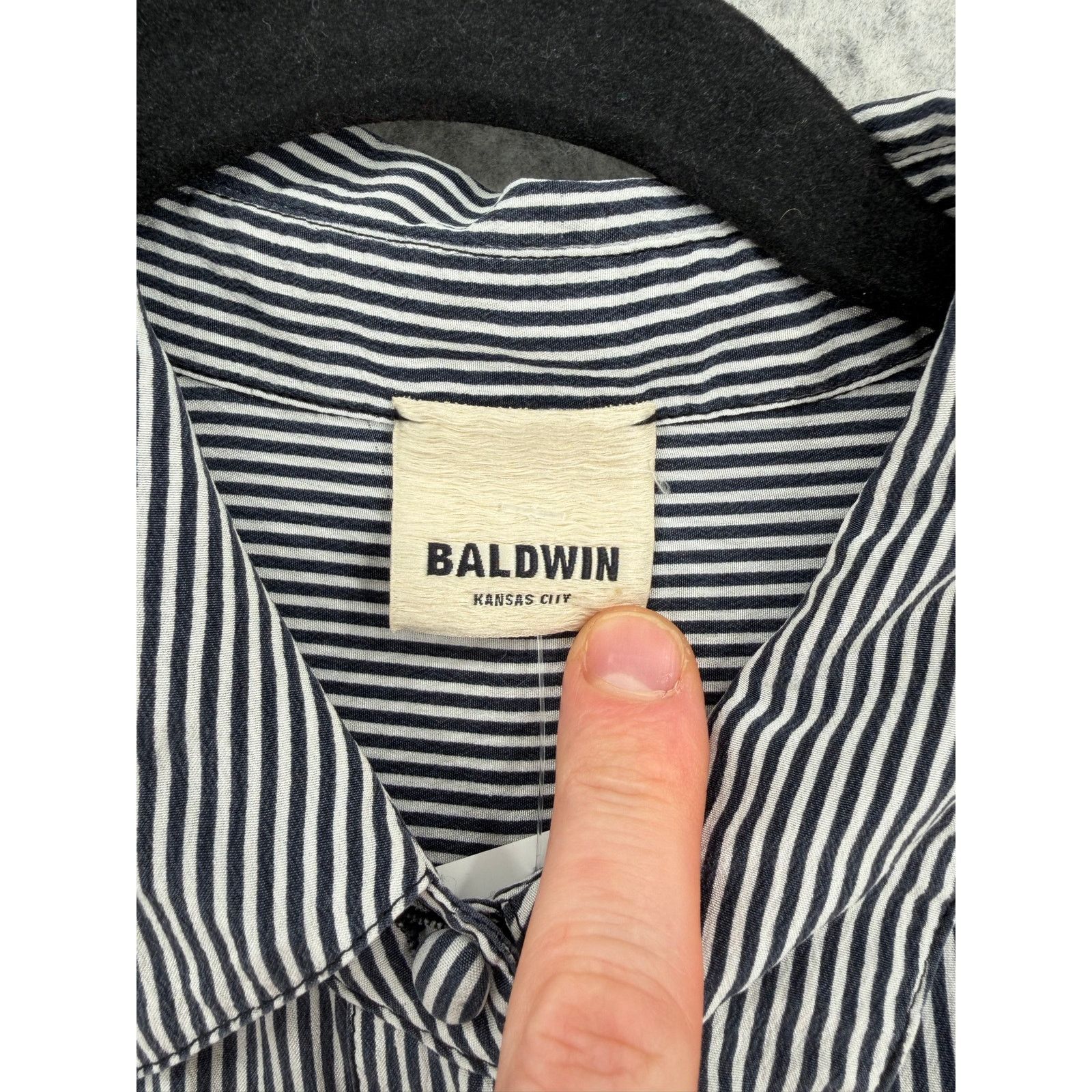 Baldwin Baldwin (BLDWN) Nora Silk Navy Striped Button Down Shirt Size M / US 6-8 / IT 42-44 - 3 Thumbnail