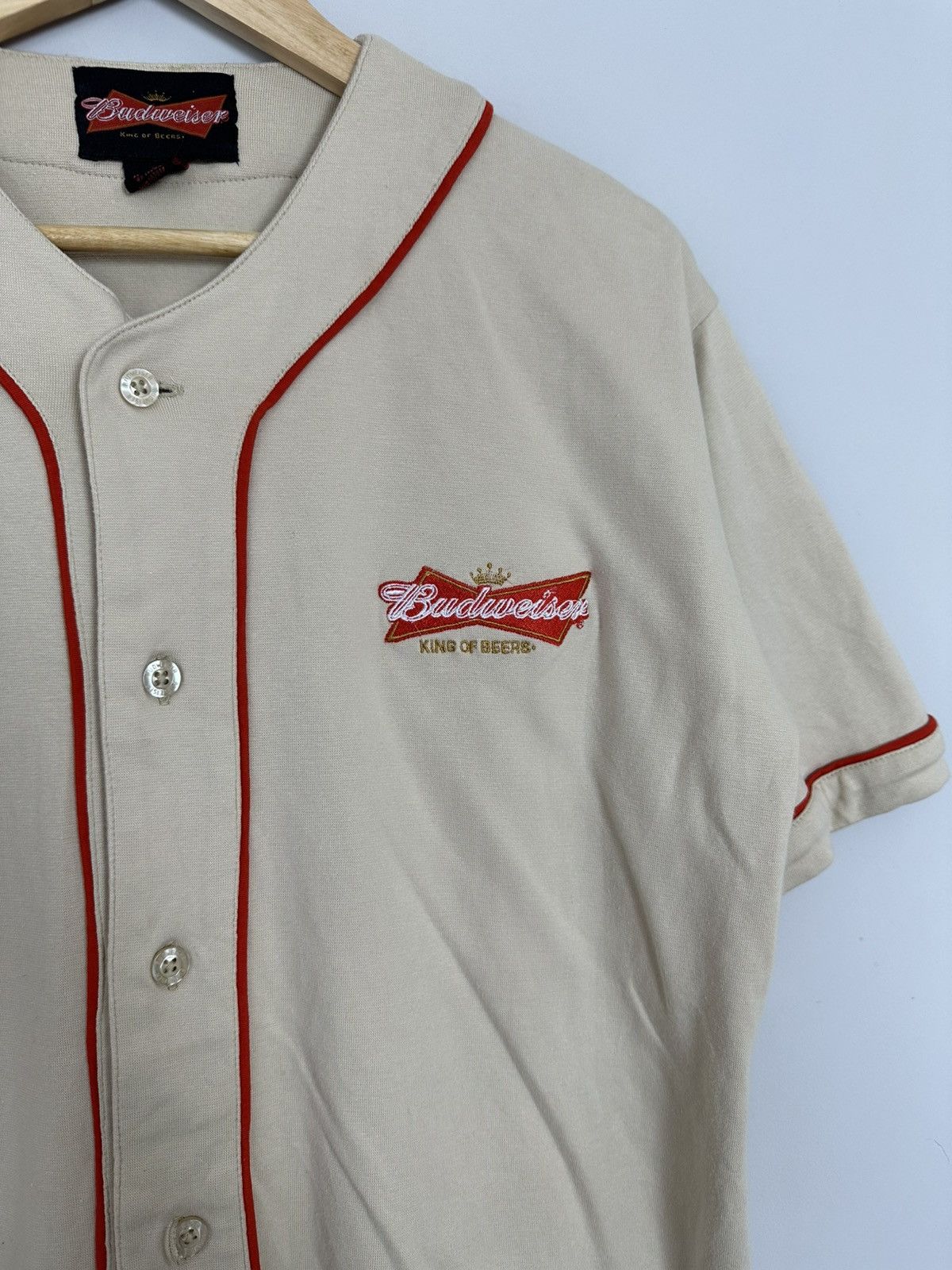 Budweiser Budweiser 90s Baseball Jersey 76 Beige Vintage M Size US M / EU 48-50 / 2 - 3 Thumbnail