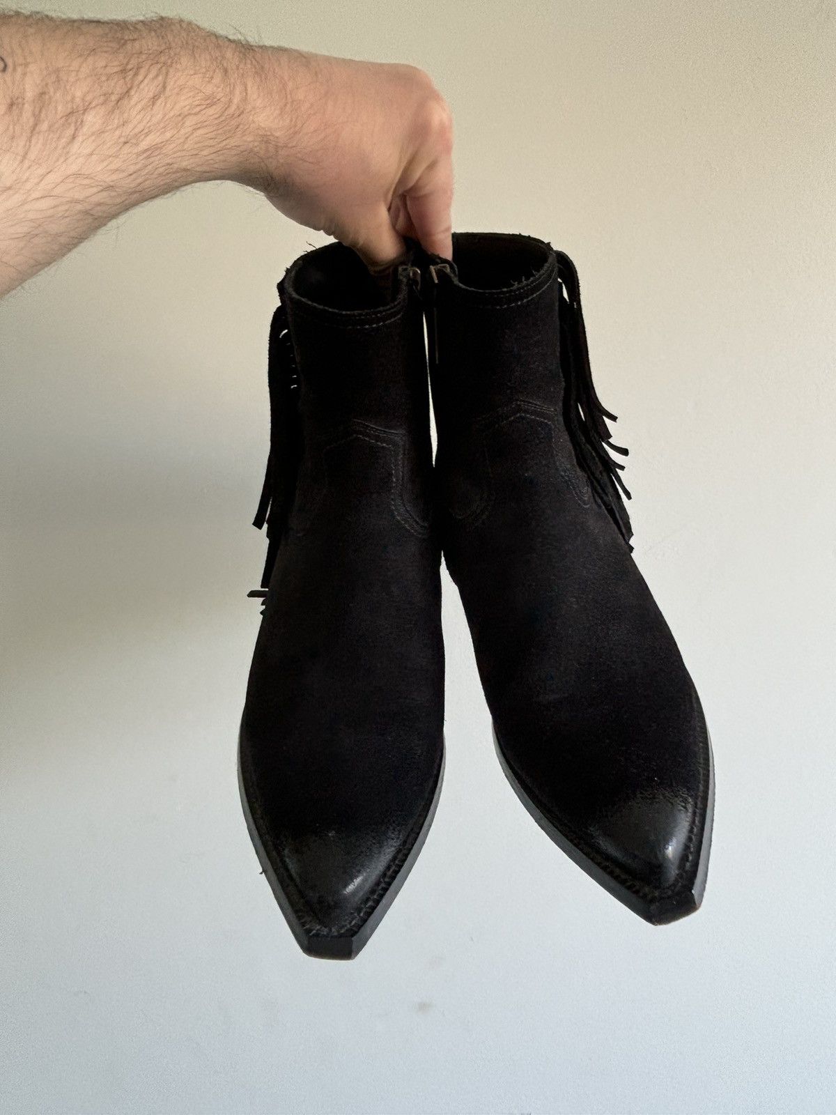 Saint Laurent Paris Saint Laurent Black Fringed Lukas Boots Size US 8 / EU 41 - 9 Thumbnail