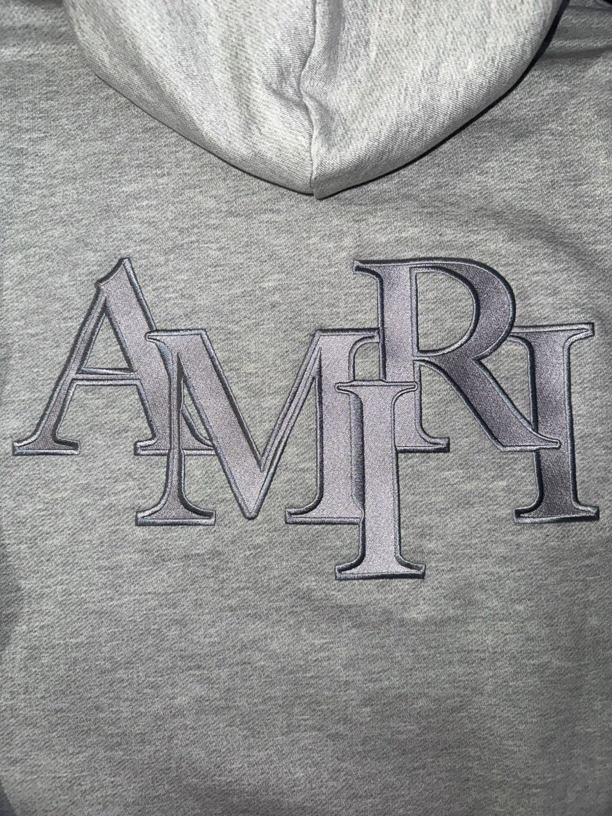 Amiri AMIRI STAGGERED LOGO GREY HOODIE Size US S / EU 44-46 / 1 - 11 Thumbnail