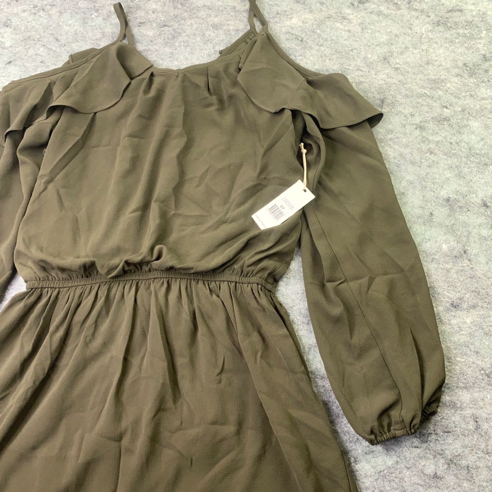 Vintage DEX The Dress Shop Womens Dress Small Green Off Shoulder Spaghetti Strap Dress Size S / US 4 / IT 40 - 3 Thumbnail