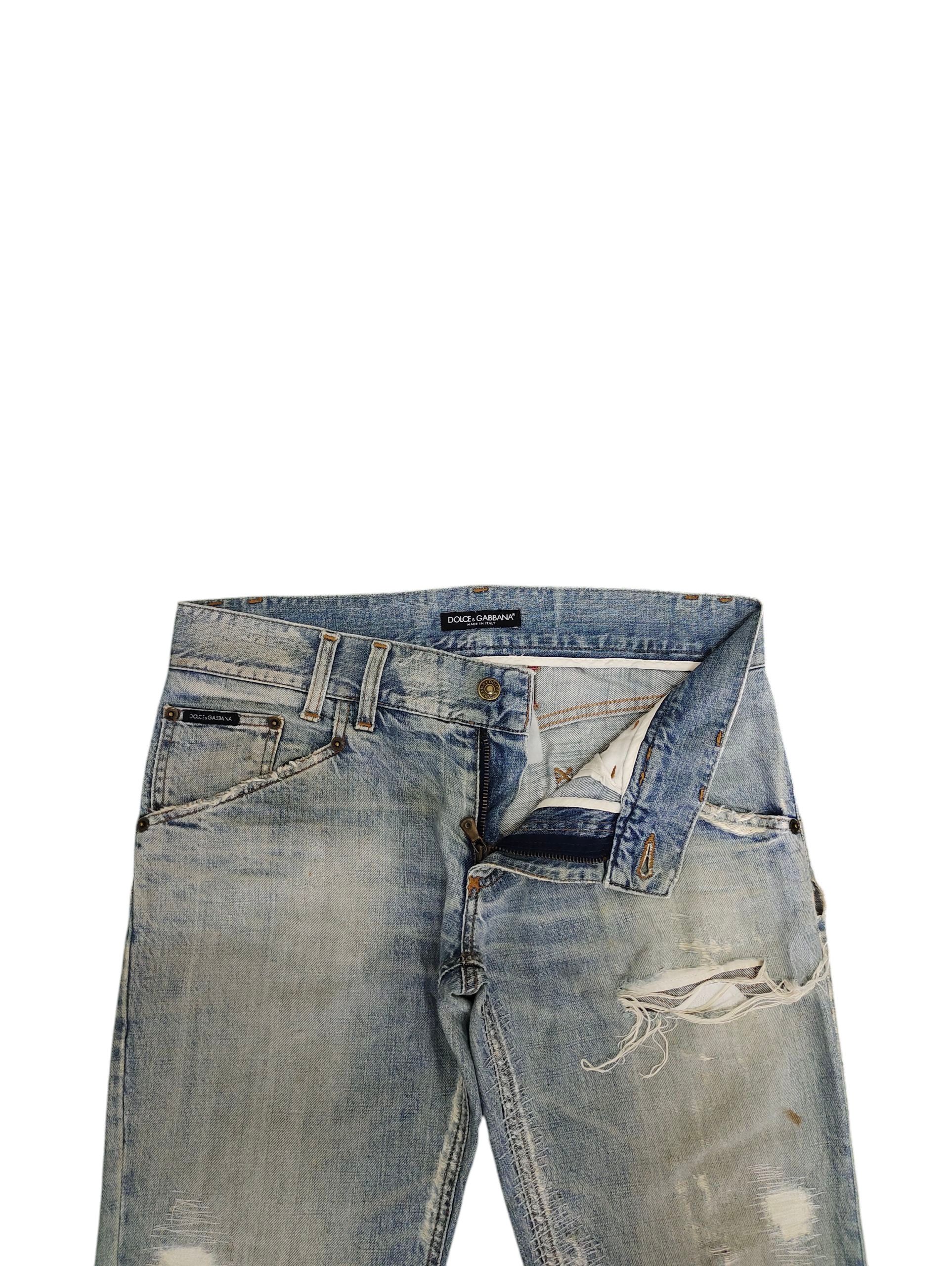 Dolce & Gabbana Vintage 90s Dolce & Gabbana Clawmark Distress Denim Jeans Size US 33 - 7 Thumbnail
