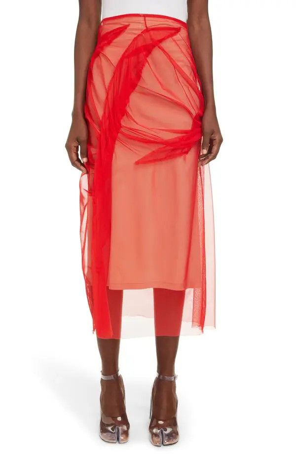 Maison Margiela o1y0625 Midi Skirt in Red Size 26" / US 2 / IT 38 - 1 Preview