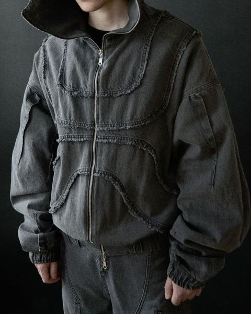 Japanese Brand × Vintage Washed Distressed Black Zipper Hoodie Jacket Size US XL / EU 56 / 4 - 3 Thumbnail