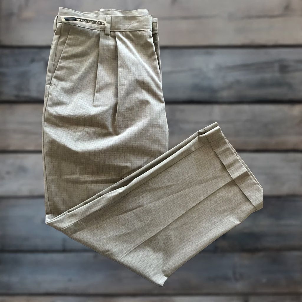 Dockers Dockers Men’s Dress Pants 42x32 Beige Micro Patterned Regular Pleated Front Tags Included Size US 42 / EU 58 - 1 Thumbnail