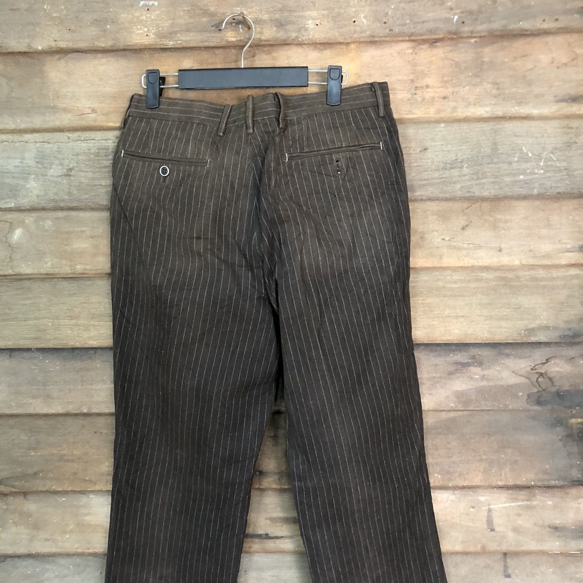 Vintage DL The Suit Company stripe Dark Brown Casual Pants #S2798 Size US 31 - 12 Thumbnail