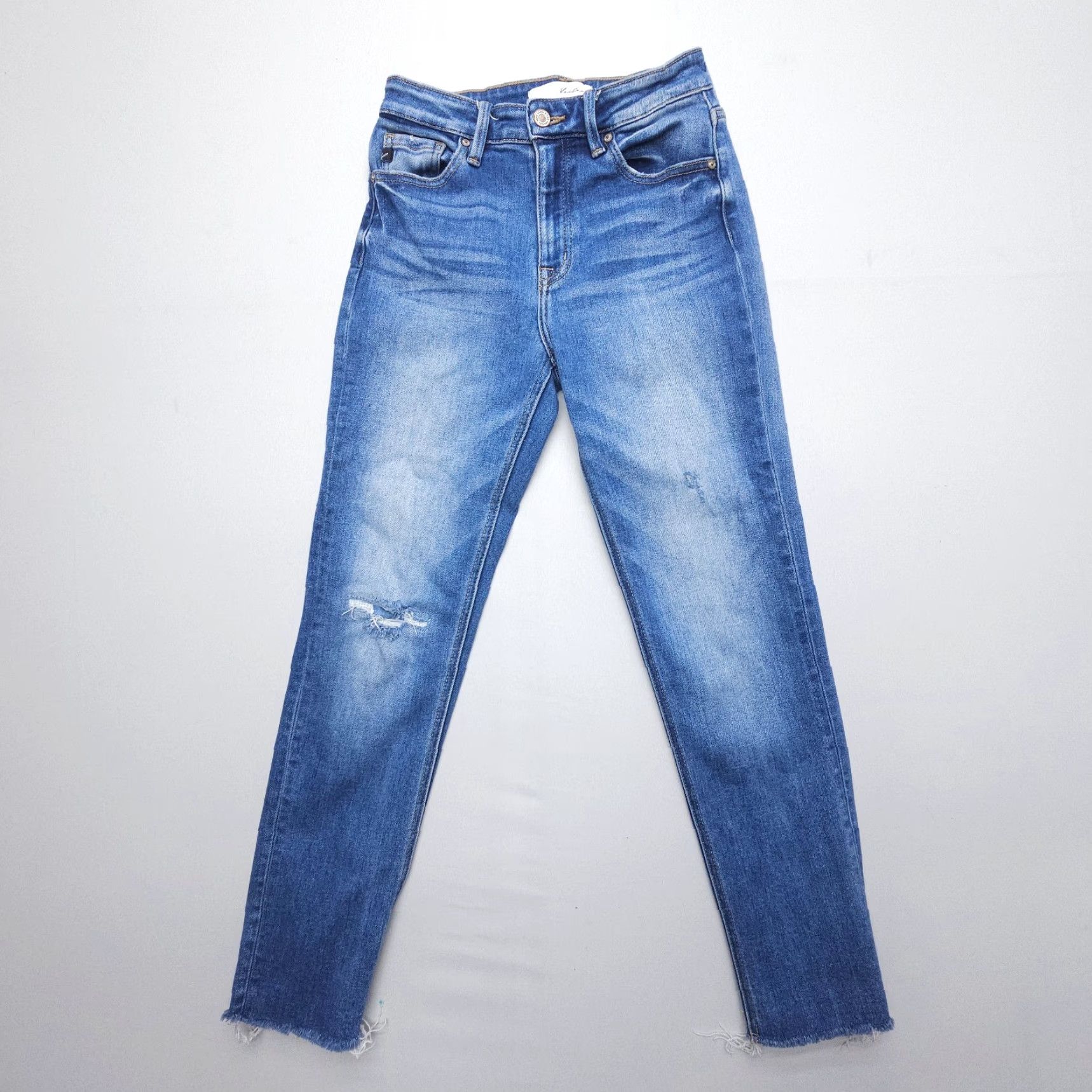 Vintage KanCan Jeans Slim Straight Leg High Rise 25 Blue Denim Pants 5-Pocket Stretch Women's Slim Fit Size 42" / US 20 - 2 Thumbnail