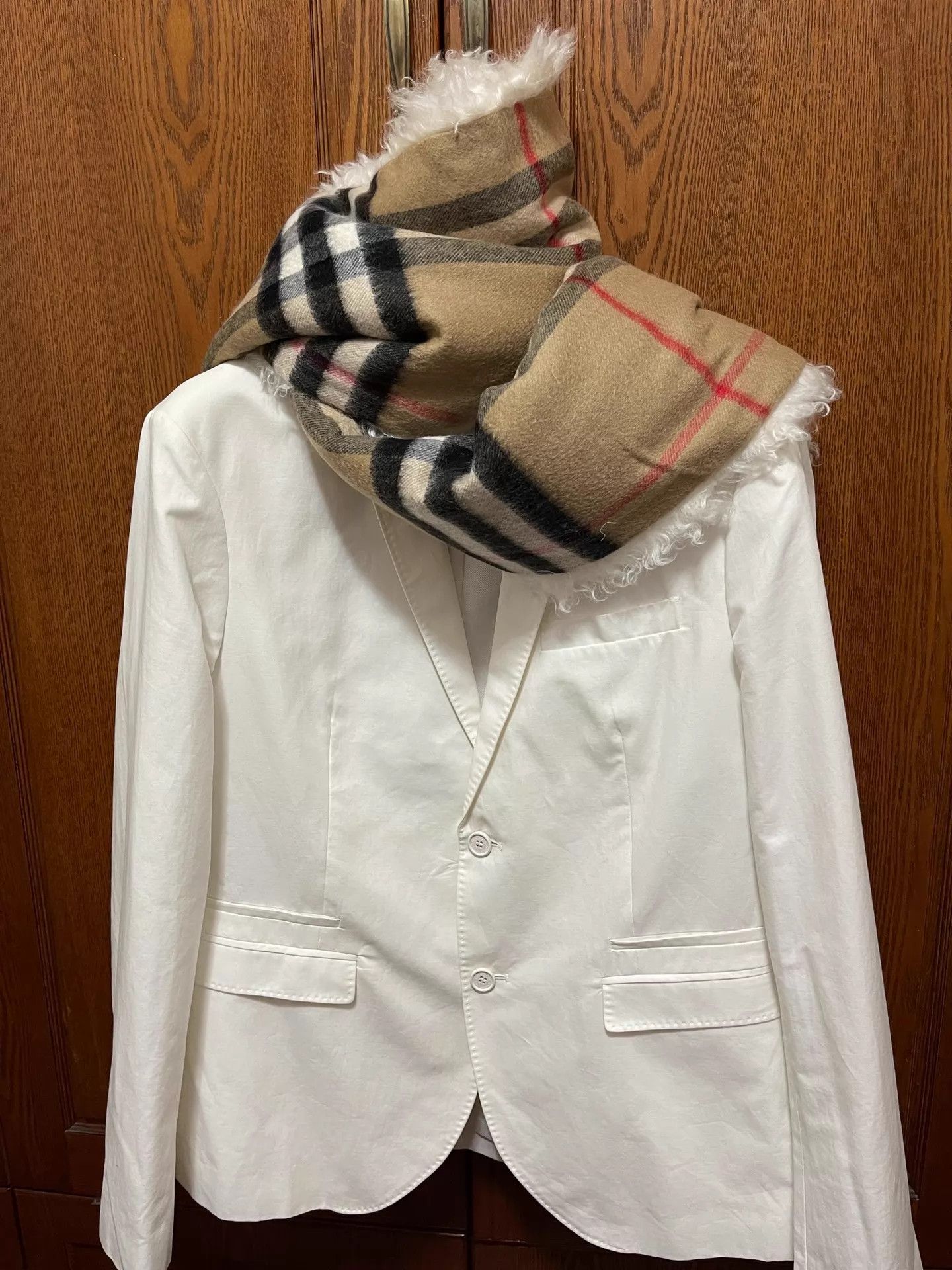 Burberry Burberry Unisex Double-Faced Check Scarf Cashmere Mohair Size ONE SIZE - 2 Thumbnail