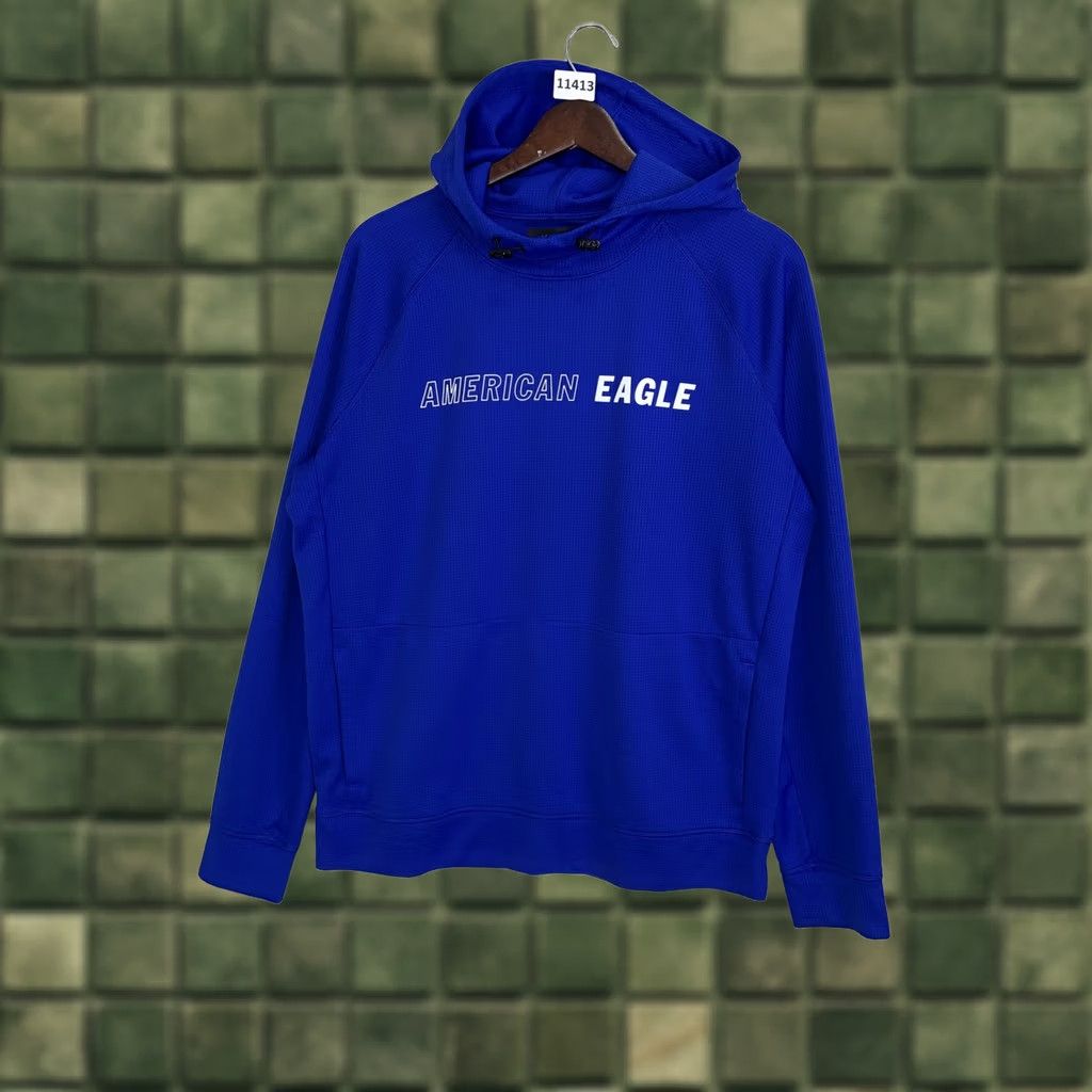 American Eagle Outfitters American Eagle Outfitters Hoodie Mens Medium Waffle Knit Blue Pullover Flex Yoga? Size US M / EU 48-50 / 2 - 1 Thumbnail