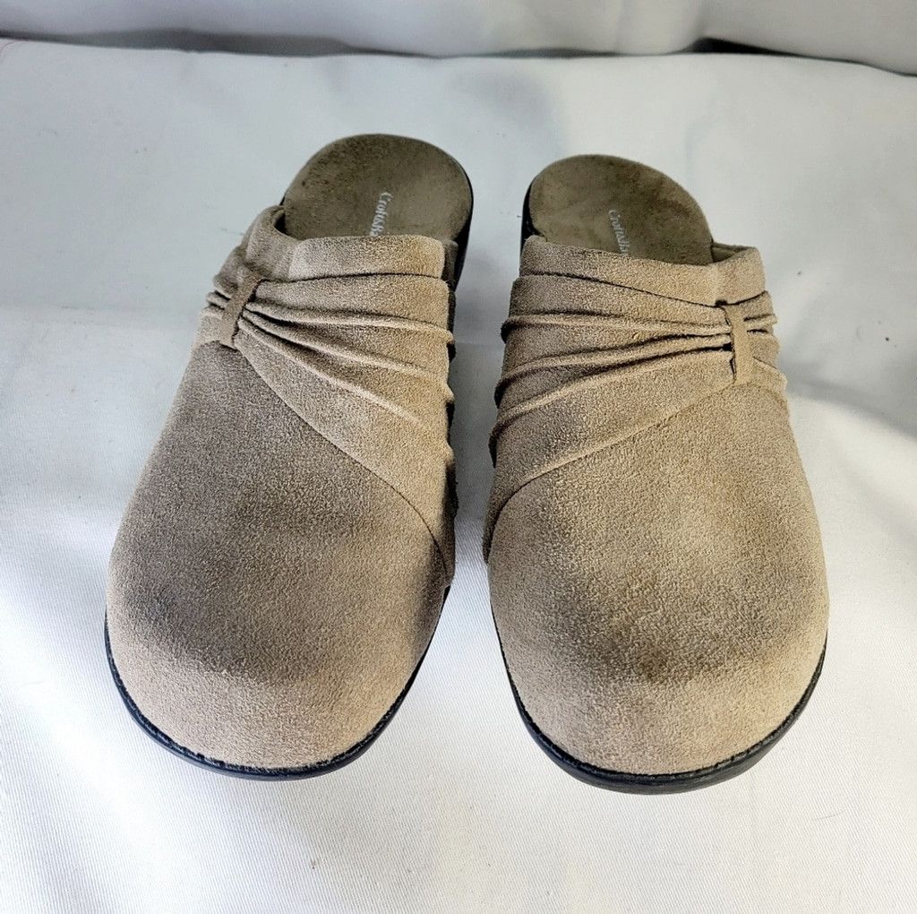 Croft & Barrow Women's Croft & Barrow tan suede clogs size 8 Size US 8 / IT 38 - 3 Thumbnail