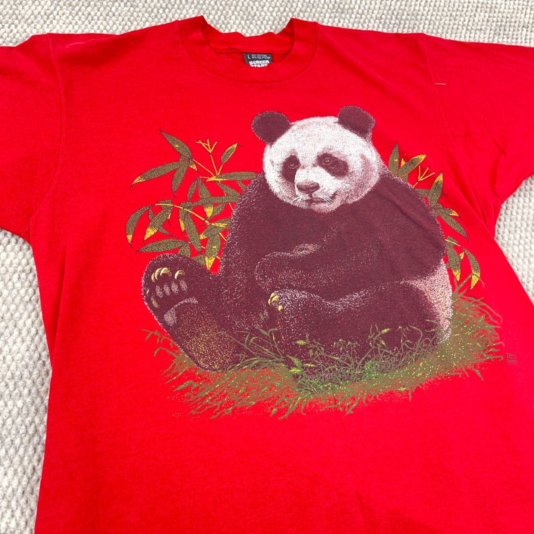 Vintage VINTAGE Screen Stars Best T-Shirt Men L Red Panda Bear Graphic Print 90s 80s Nature Short Sleeve Crew Neck Cotton Polyester Jersey Logo Size US L / EU 52-54 / 3 - 7 Thumbnail