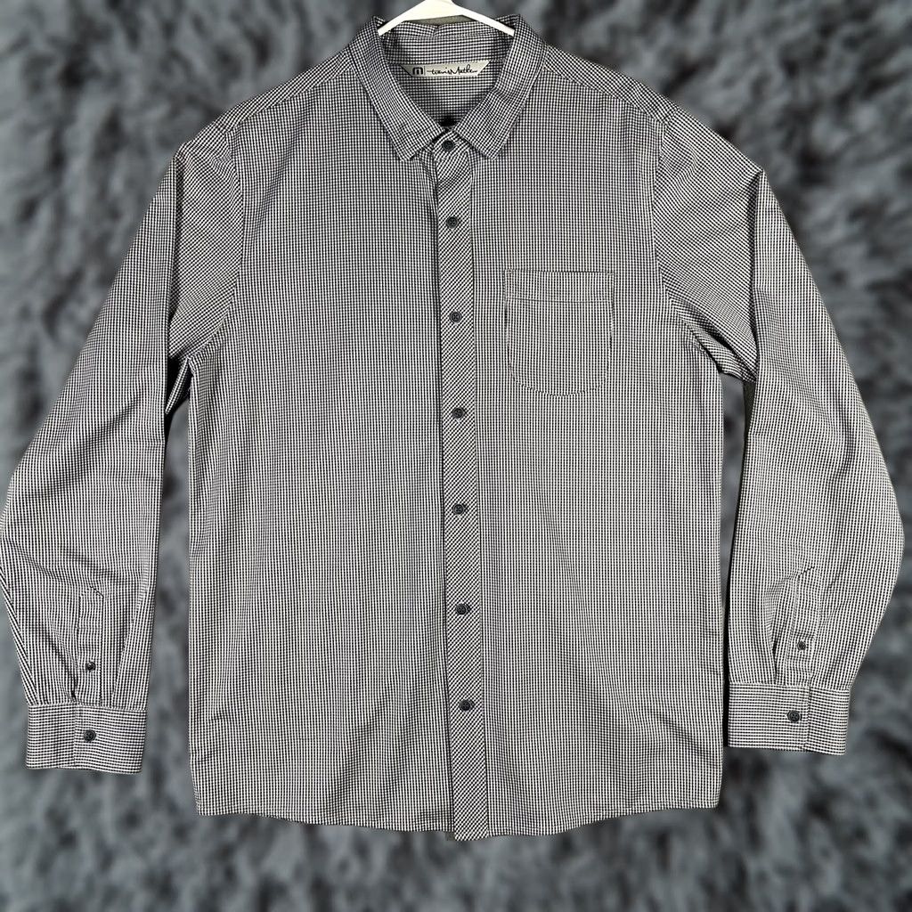 TravisMathew Travis Mathew Shirt Mens XL Blue Micro Check Button Up Long Sleeve Stretch Casual Size US XL / EU 56 / 4 - 1 Thumbnail