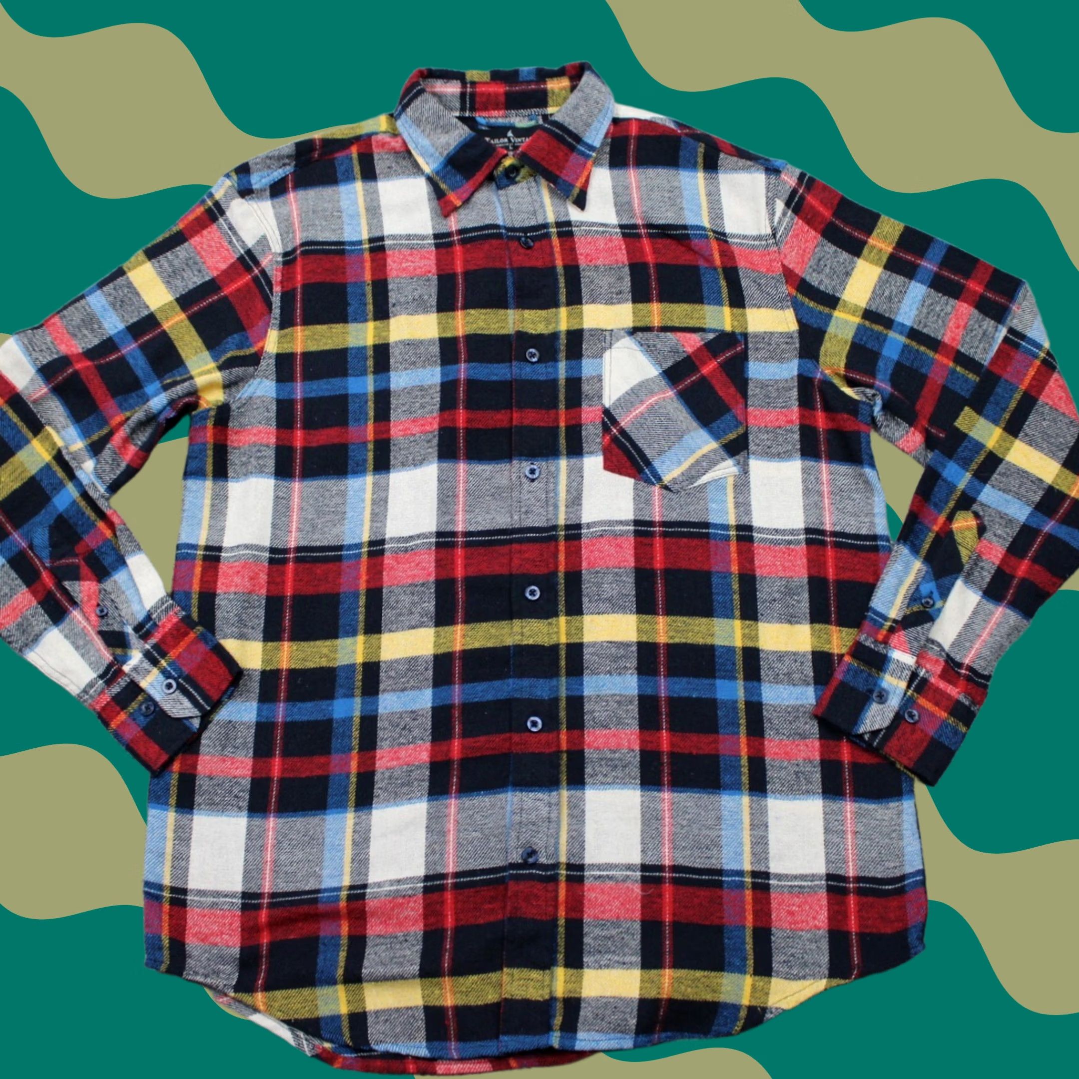 Vintage TAILOR VINTAGE Button-Up Shirt Mens XL Red Plaid Cotton Long Sleeve Button-Front Size US XL / EU 56 / 4 - 1 Thumbnail