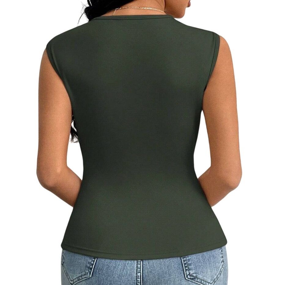 Shein Slim Fit Capped Sleeve Tight Tank Top in Gray, Size L Size L / US 10 / IT 46 - 2 Thumbnail