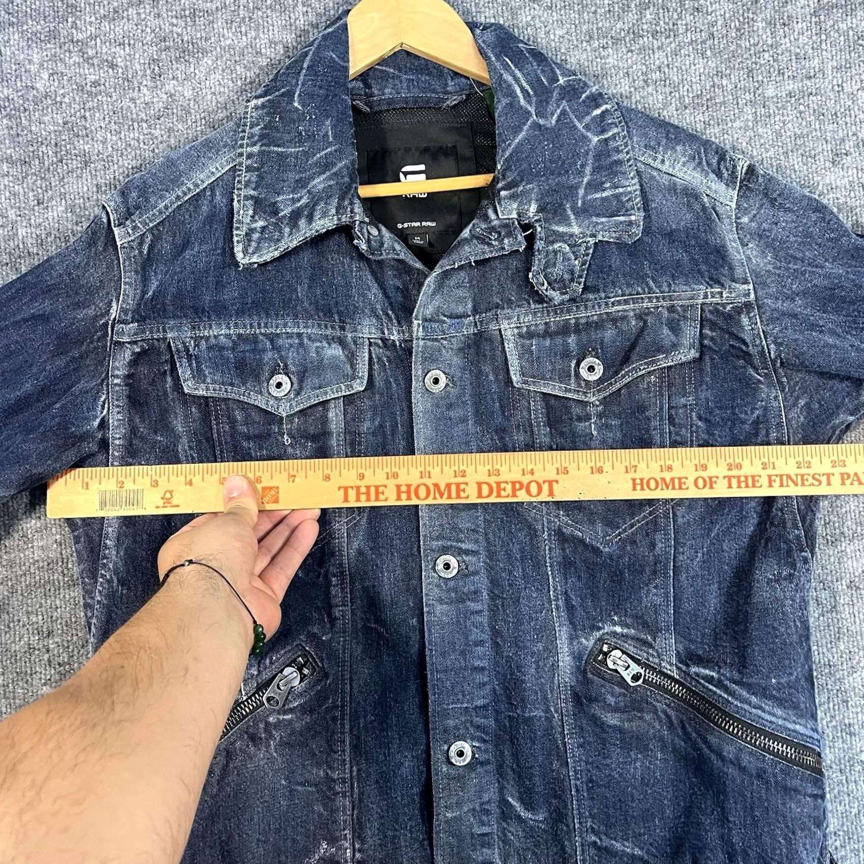G-Star G Star Raw Mens Jacket Denim Washed Distressed Biker Jeans Chore Utility Blue M Size US 31 - 4 Thumbnail