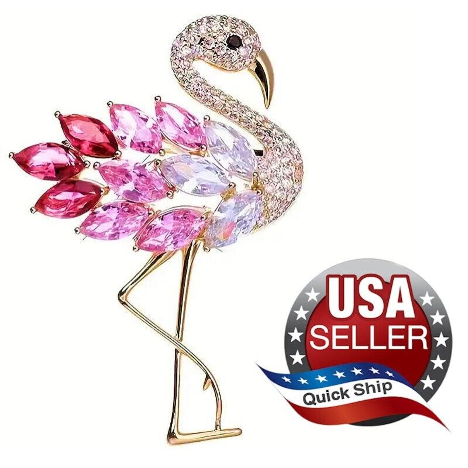 Other Flamingo Brooch Pin • Red • Pink • Clear • Rhinestones Size ONE SIZE - 1 Thumbnail