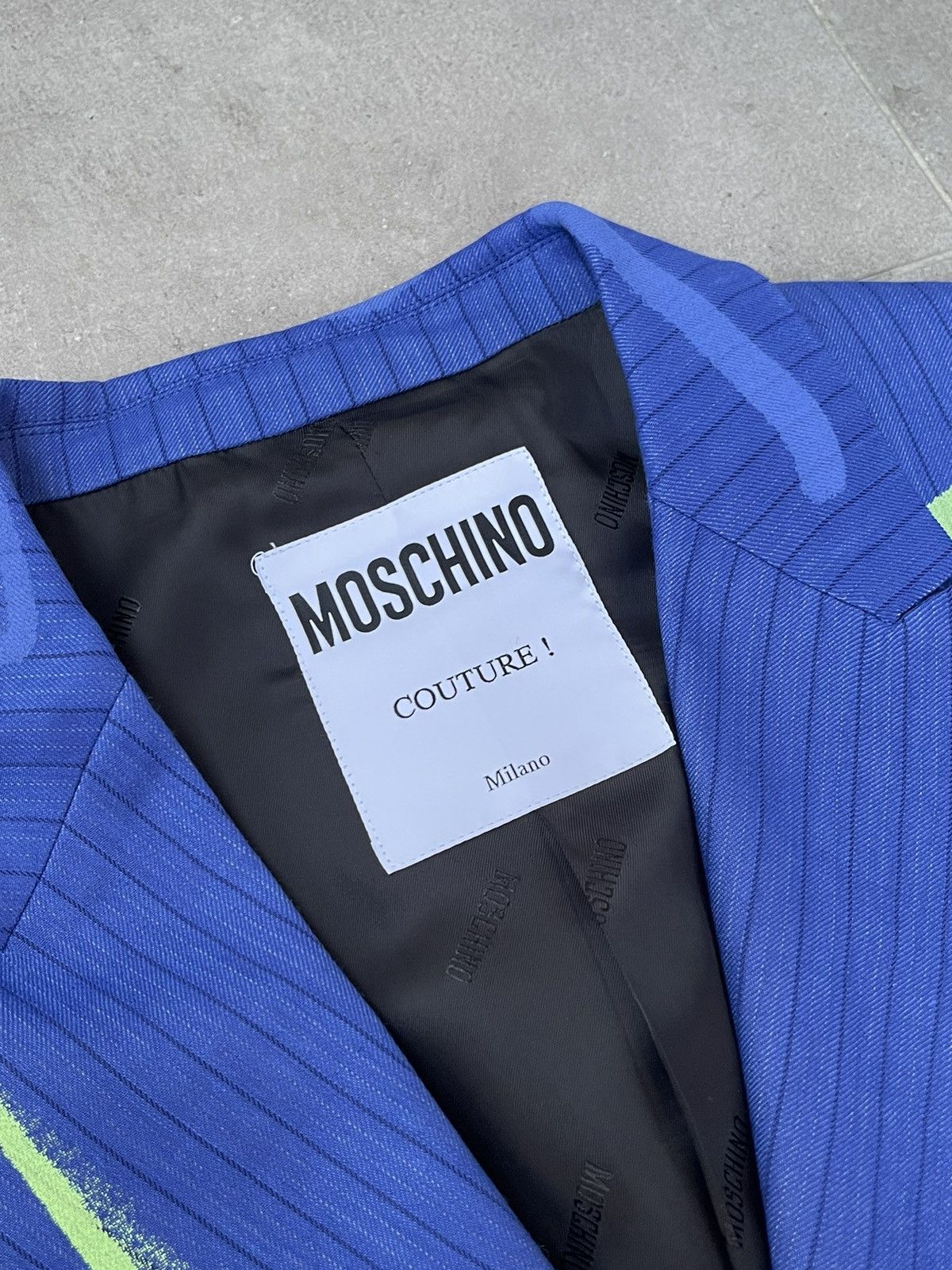 Moschino !DS! AW22 Moschino Graphic Print Double Breasted Blue Blazer Size US M / EU 48-50 / 2 - 16 Thumbnail