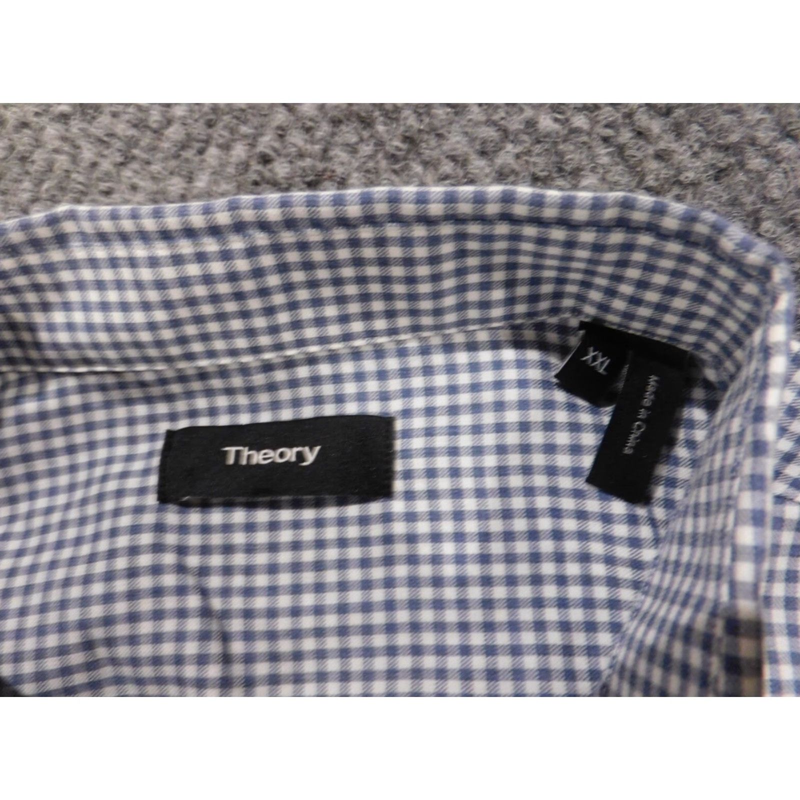 Theory Theory Mens Button-Up Shirt 2XL Blue Plaid Casual Regular Knit Cotton Long Sleeve Collared Button-Down Mens Size US XXL / EU 58 / 5 - 5 Thumbnail