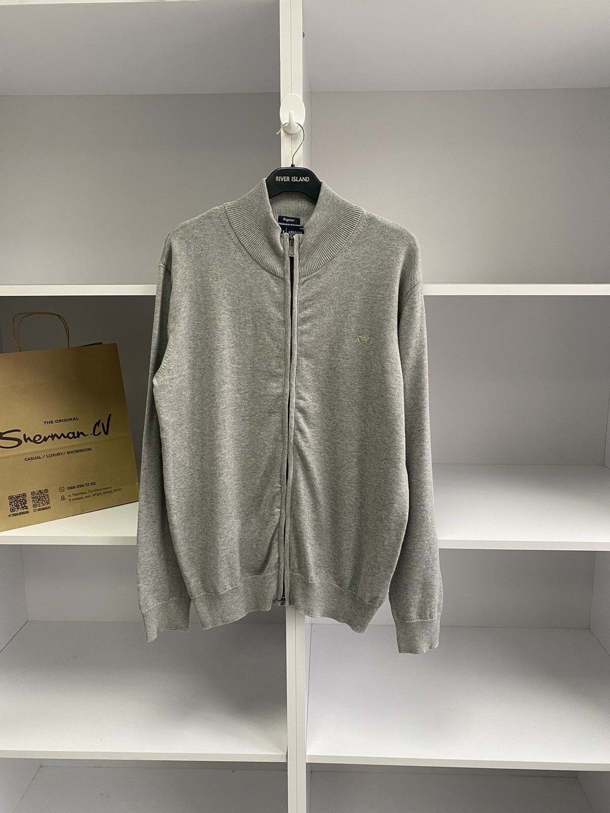 Armani × Vintage Vintage Armani Jeans Luxury Streetwear Zip Sweatshirt Size US XL / EU 56 / 4 - 2 Thumbnail