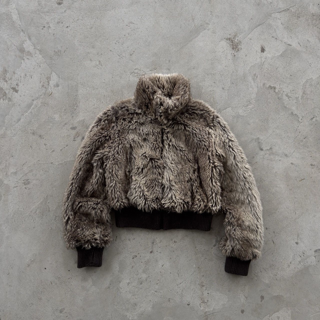 Vintage Vintage 90s Cropped Faux High Neck Fur Preppy Jacket Size M / US 6-8 / IT 42-44 - 1 Thumbnail