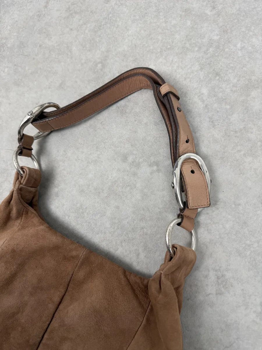 Yves Saint Laurent 2000s Yves Saint Laurent Mauve Purple Flower Suede Leather Bag Size ONE SIZE - 10 Thumbnail
