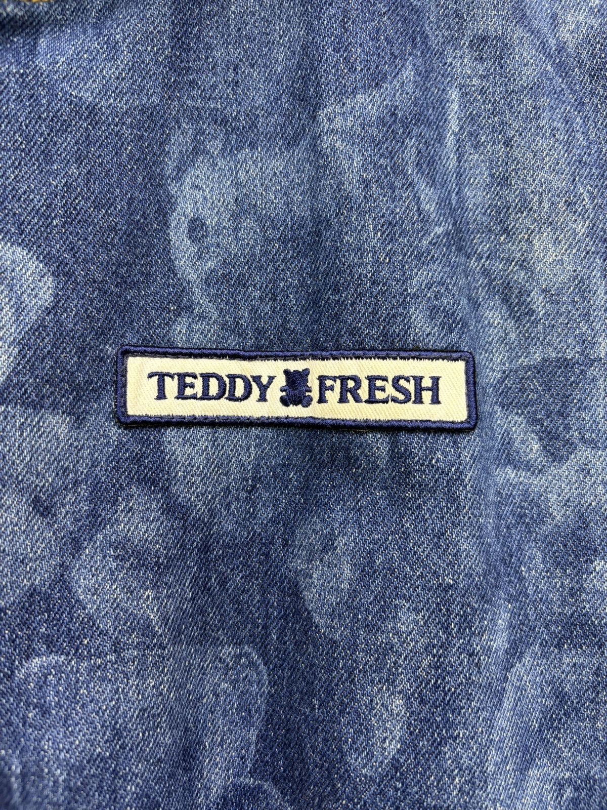 Teddy Fresh Teddy Fresh Denim Varsity Jacket Hybrid All-Over Bear Print Size US L / EU 52-54 / 3 - 17 Thumbnail
