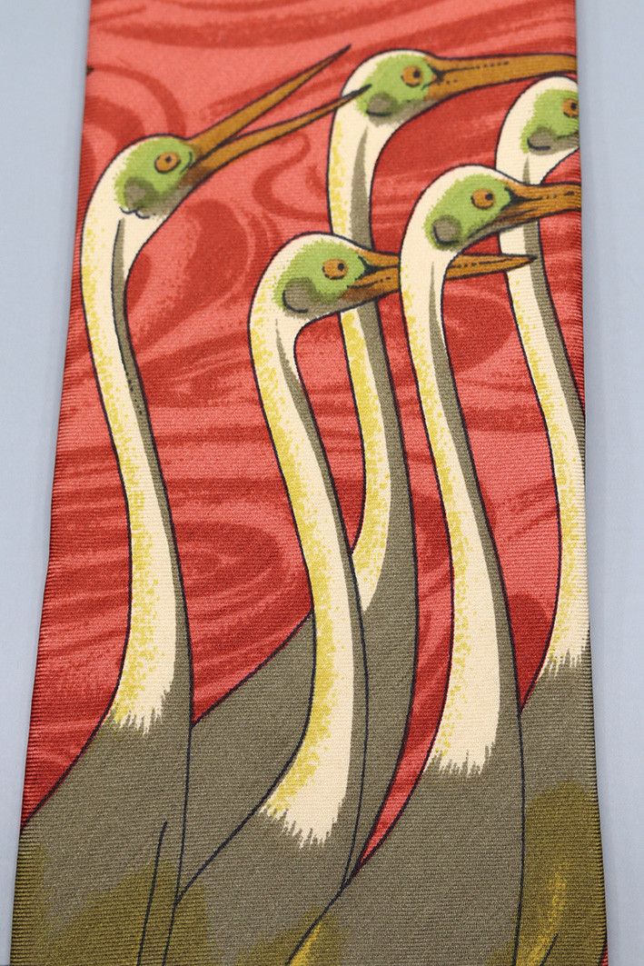 Hugo Boss × Vintage Vintage Hugo Boss Tie with Cranes Size ONE SIZE - 4 Thumbnail