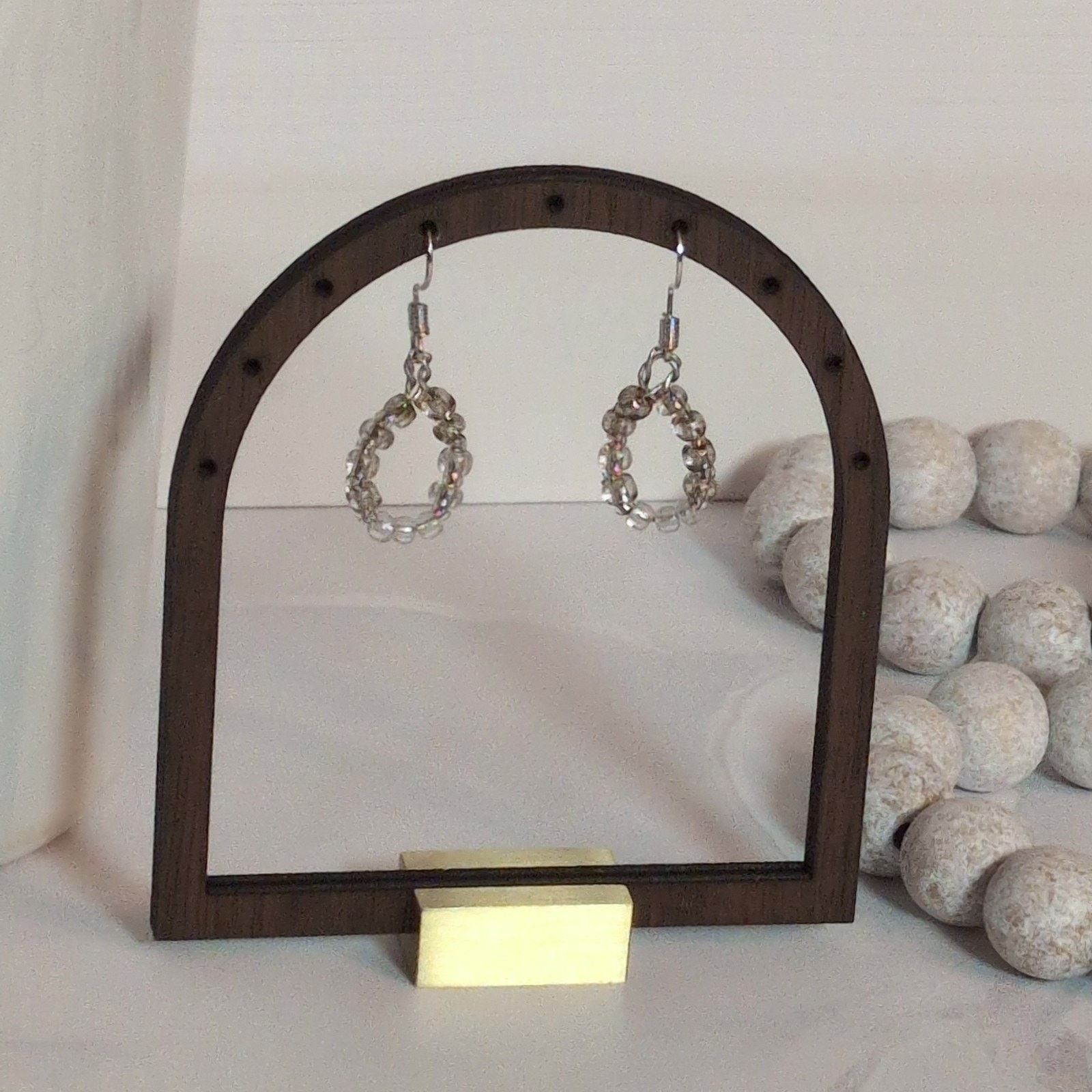 Vintage Dainty VTG 1980 Silver-Tone Teardrop Beaded Loop Earrings Size ONE SIZE - 1 Thumbnail