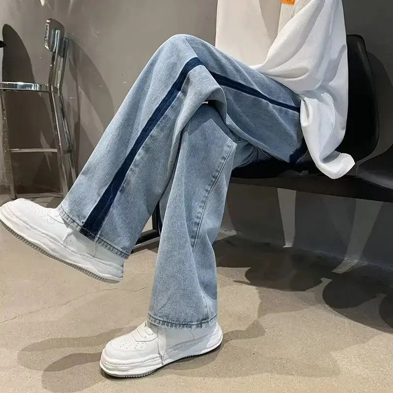 Japanese Brand Loose straight leg spliced jeans Size US 32 / EU 48 - 3 Thumbnail
