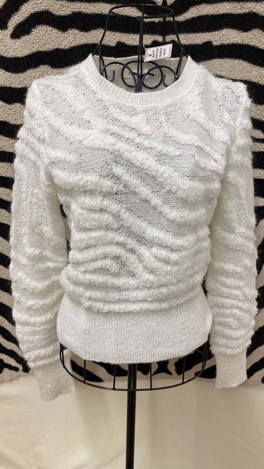 Vintage Light white soft cotton sweater Size S / US 4 / IT 40 - 3 Thumbnail