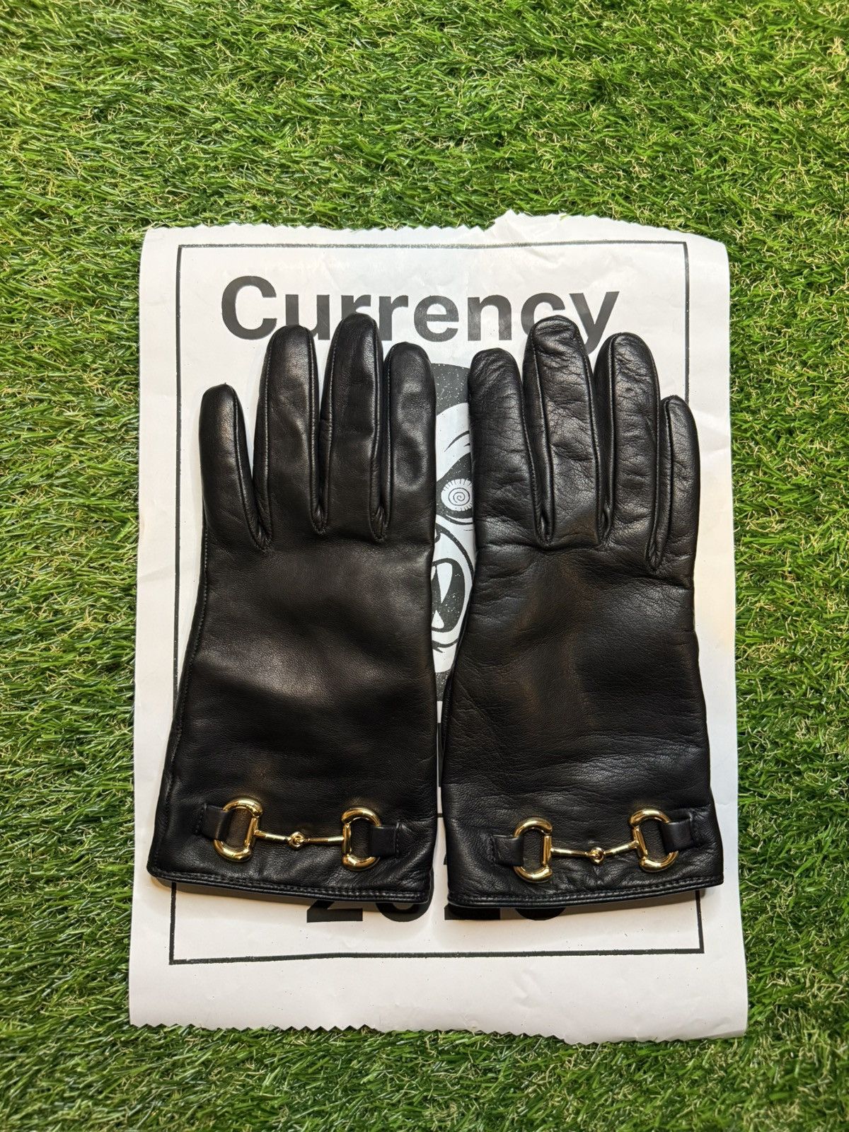 Gucci $840MSRP Demna Gucci Gold Horsebit Lambskin Leather Glove Size ONE SIZE - 2 Thumbnail
