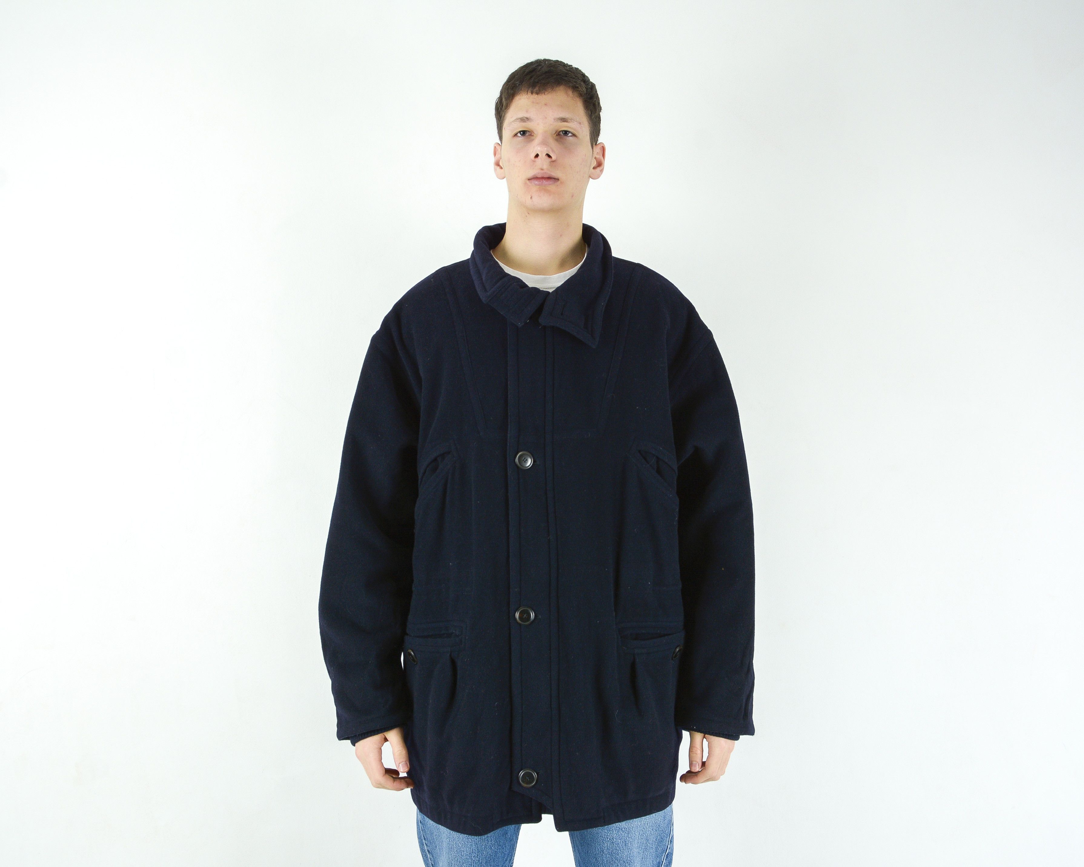 Hugo Malenkow XL Wool Jacket Pea Coat Winter Overcoat Warm EU 54 Size US XL / EU 56 / 4 - 1 Thumbnail